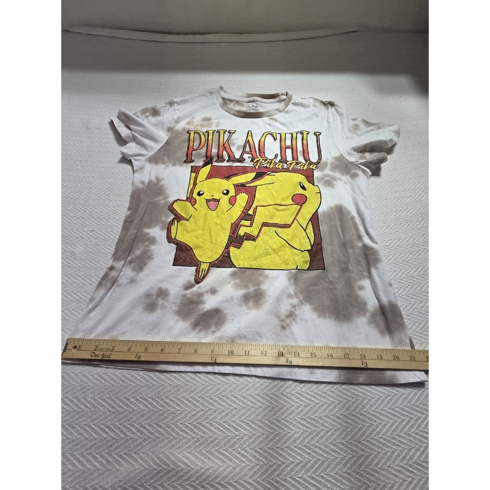 Pokemon Pikachu Pika Pika Gray Tie Dye Graphic T-Shirt‎ Youth Large 10/12 Unisex
